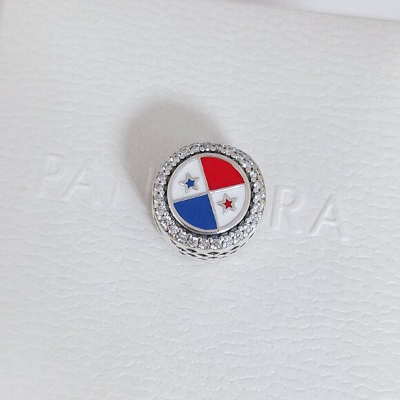 Pandora Panama Flag Bead Charm Bracelet Pendant S925 Silver with box - Picture 6 of 8